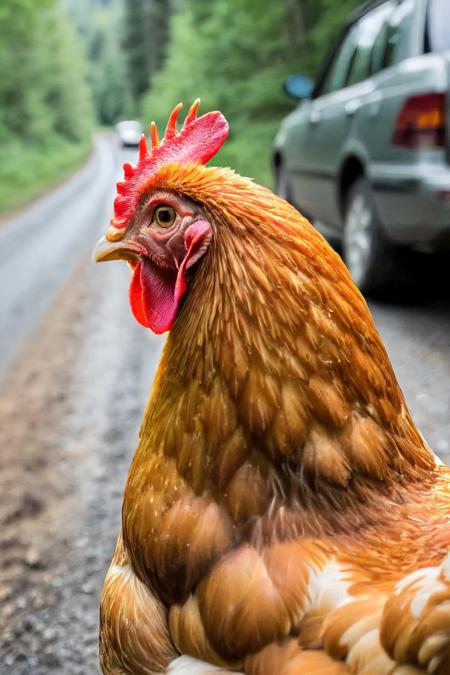 45131-2735502120-a photo shot in the point of view from the back of a chicken's head close-up on the lower side of the shot cropped, a car is rig.jpg